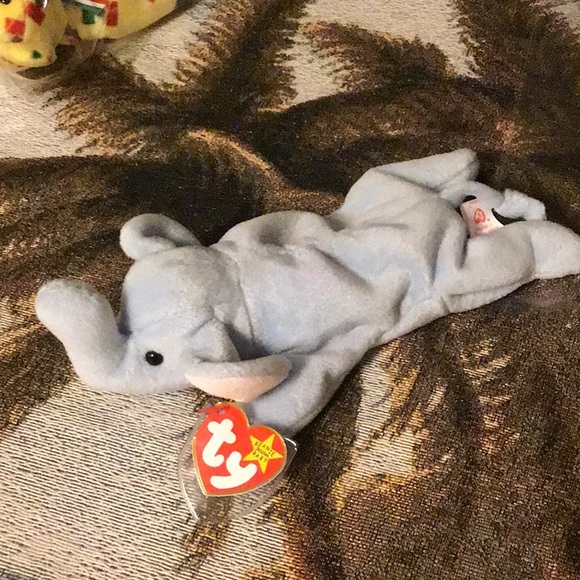 TY Beanie babies elephant Peanut blue pink NWT great for stacking stuffe… - Picture 3 of 8